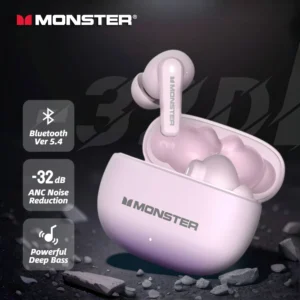 Monster XT02 ANC Ture écouteurs sans fil-32dB suppression Active du bruit casque dégradé couleurs Bluetooth 5.4 écouteurs