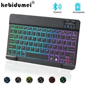 Clavier sans fil Bluetooth rvb, Mini clavier rétroéclairé, récepteur de jeu Rechargeable 2.4 ghz, pour MacBook iPad Android iOS Windows