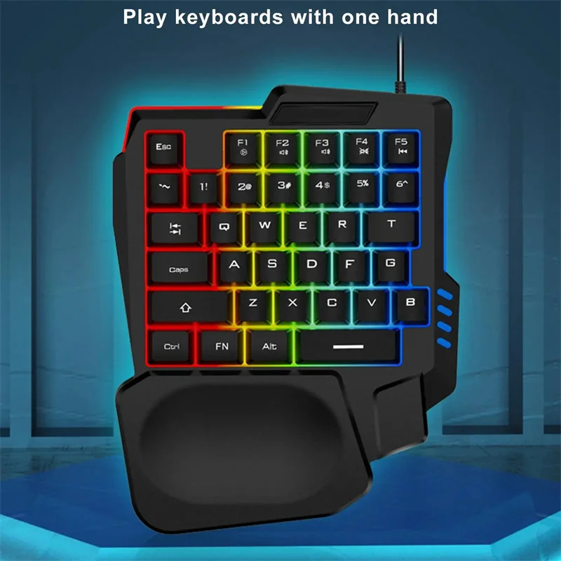 Clavier de jeu ergonomique à une main, filaire Usb, 35 touches, rétro-éclairage rvb, Mini clavier pour Gamer, ordinateur portable, PC de bureau