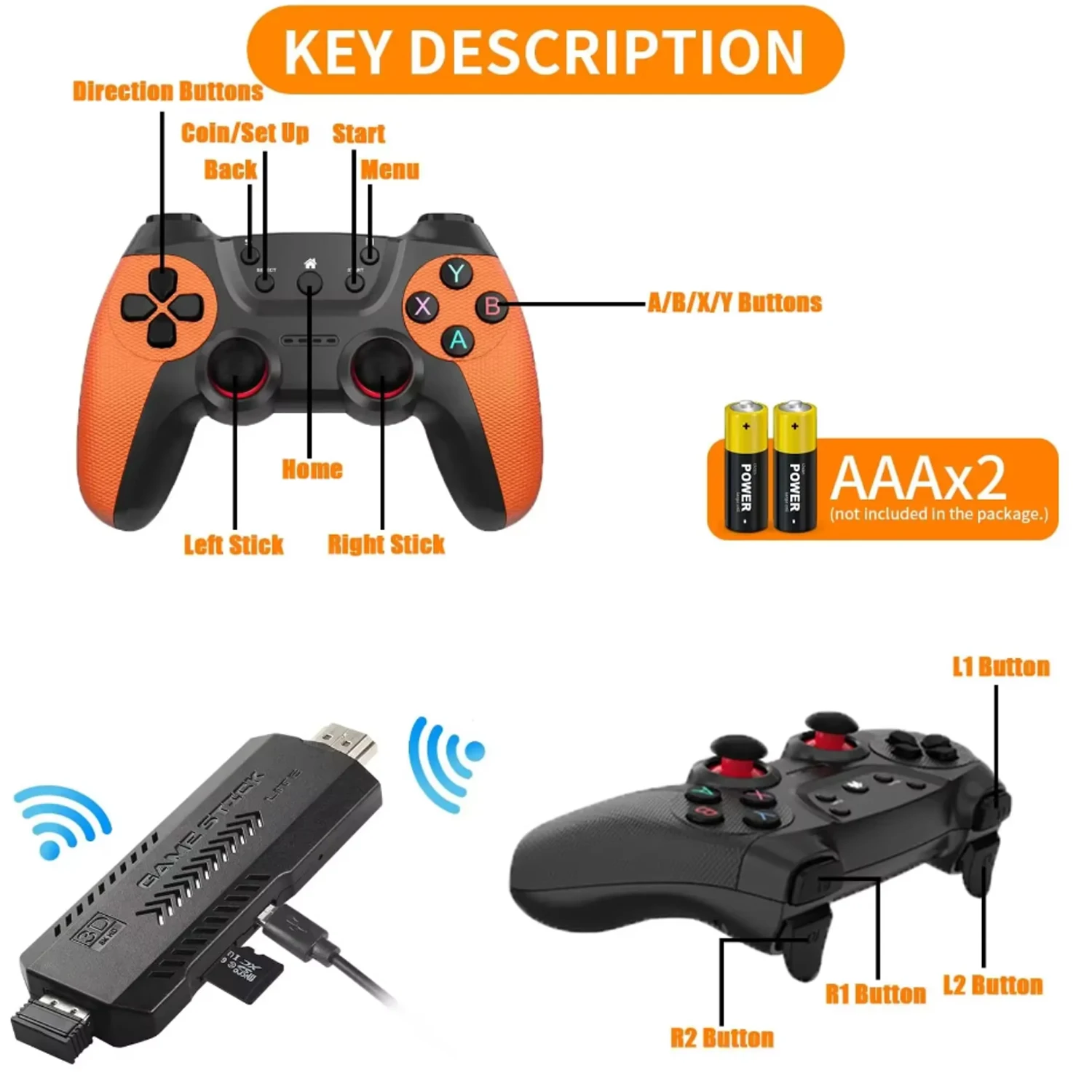 Console de jeu Ultra vidéo X2 ou seulement, Double contrôleur sans fil 2.4G, jeux 4K HD30000, jeux rétro 128 go, cadeau de noël – Image 4
