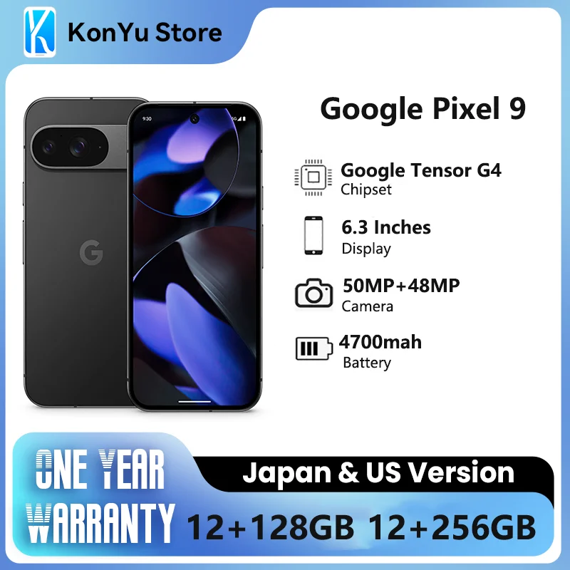 Google-Smartphone Pixel 9, 6.3 pouces, Google Tensor G4 OLED 120Hz, 12 Go de RAM, 128 Go et 256 Go, 27W, filaire, 4700 mAh, NDavid, tout neuf