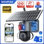 SHIWOJIA 4K 8MP caméra solaire 4G SIM/WIFI sécurité extérieure double lentille enregistrement suivi humanoïde couleur Vision nocturne caméra PTZ