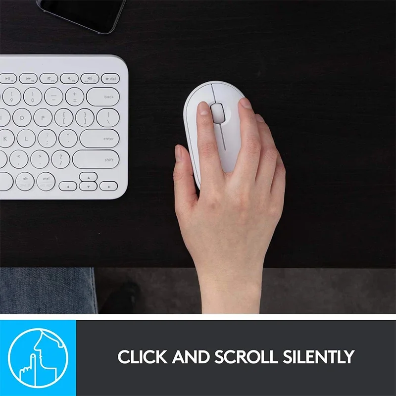 Logitech PEBBLE M350 ordinateur portable tablette souris sans fil Bluetooth souris légère et mince muet bureau 2 en 1 batterie/USB Stock Mini souris – Image 5