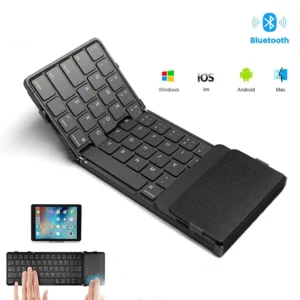 Clavier Bluetooth sans fil pliable, Rechargeable, Portable, pour PC, Mac, Smartphone, Windows, iOS, Android