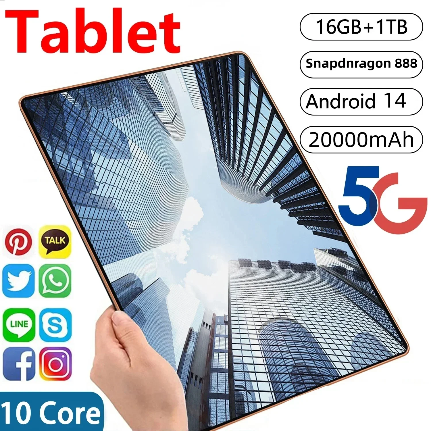 Tablette Android Pad 15 Pro, 16 Go + 1 To, Snapdragon 2024, Tablettes PC, 5G Touriste EpiCard, WiFi HD, 4K Mi Tab, 870 Original, Version globale