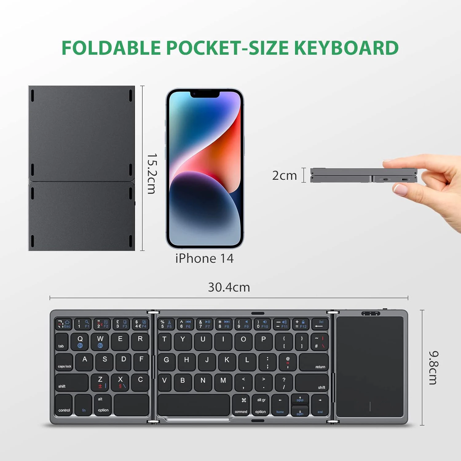 TouchSub-Mini clavier pliable sans fil, Bluetooth, portable, russe, Mac, iOS, Android, Windows, PC, tablette – Image 6