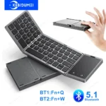 Double clavier Bluetooth 5.1, Mini clavier pliable à 3 plis, Rechargeable, avec pavé tactile, pour Windows, Android, IOS, iPad