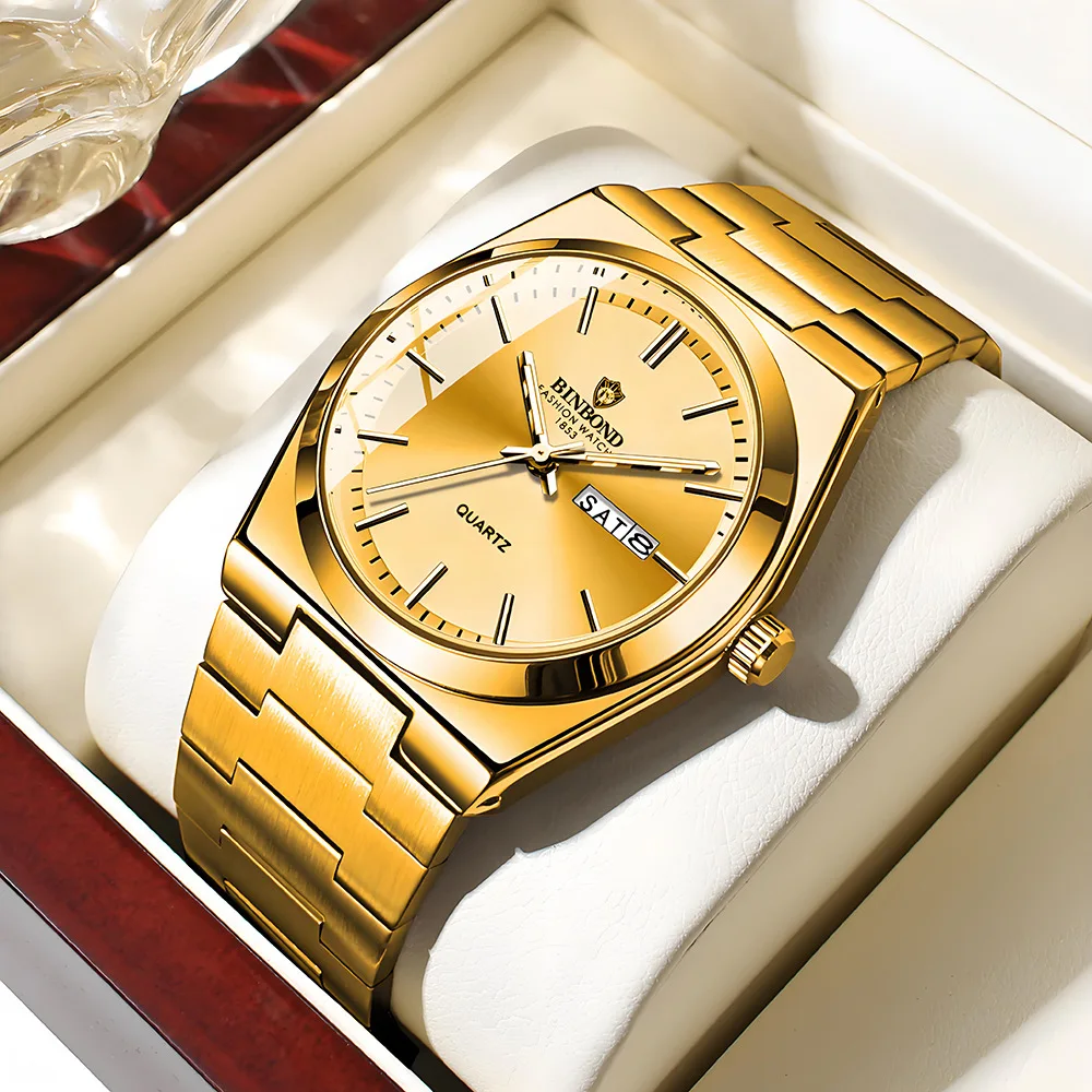 UTHAI hommes montre lumière marque de luxe en acier inoxydable Double calendrier étanche mâle affaires loisirs mode Quartz horloge montres – Image 2