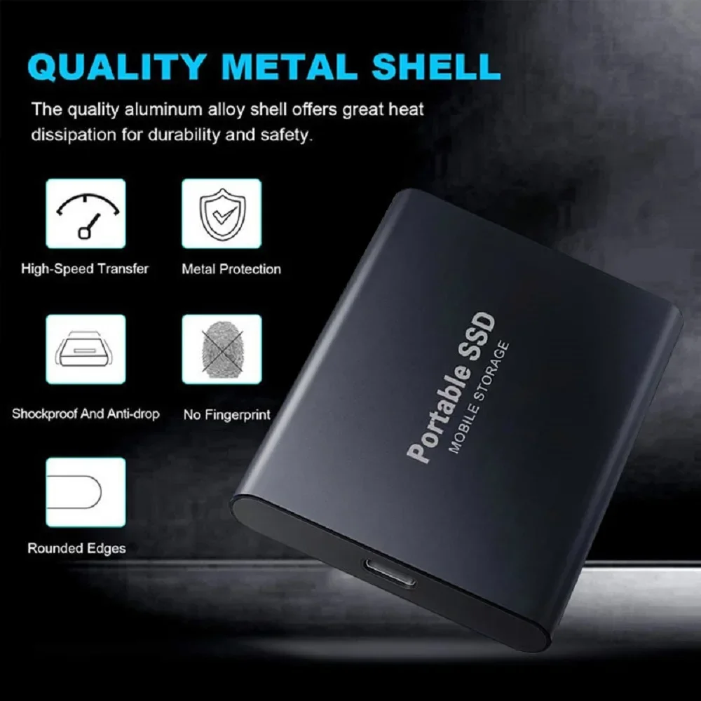 Disque dur externe SSD portable haute vitesse, disque dur à semi-conducteurs, périphérique de stockage de masse pour ordinateur portable et PC, interface USB 3.1, 4 To – Image 2