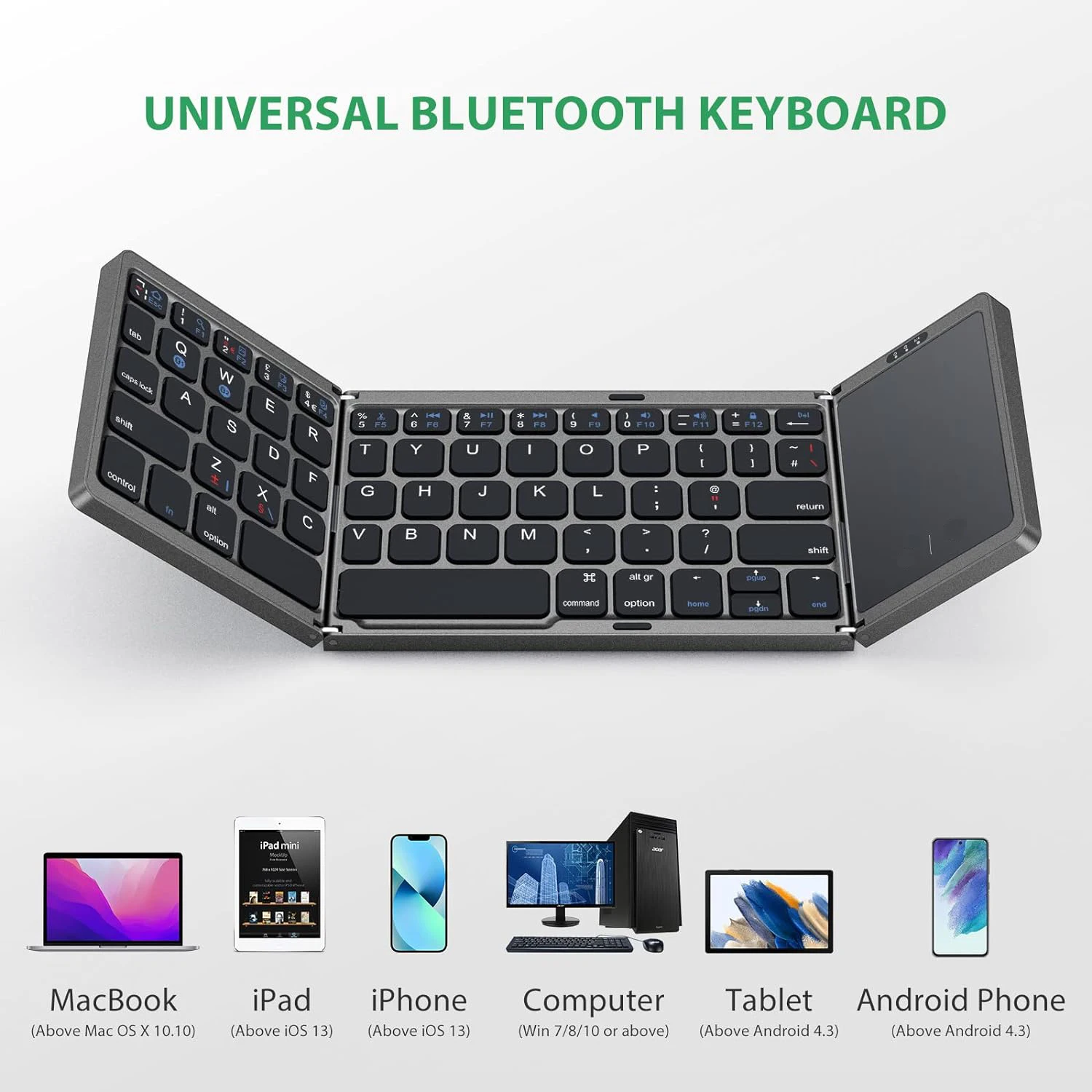 TouchSub-Mini clavier pliable sans fil, Bluetooth, portable, russe, Mac, iOS, Android, Windows, PC, tablette – Image 5