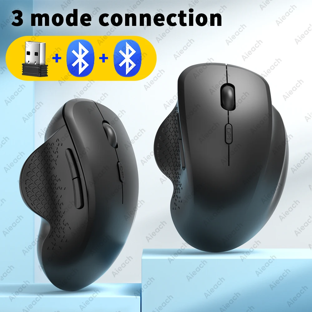 GOYN – souris sans fil Bluetooth, 3 appareils, connexion double Mode 2.4G + BT5.0/3.0, Rechargeable, 400mAh, 1600DPI, ergonomique pour PC et ordinateur portable