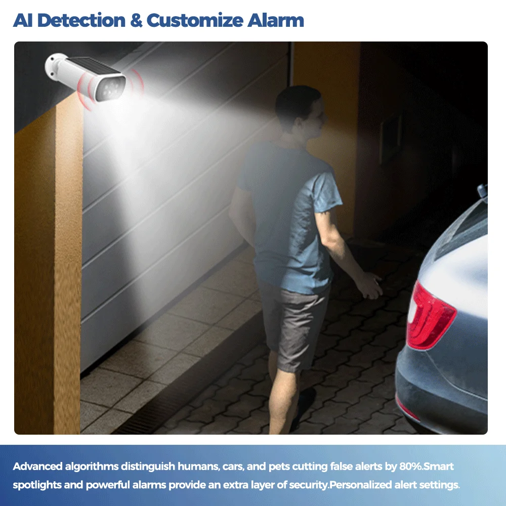 Caméra de Surveillance Extérieure Solaire ALEVIO, Caméra WIFI Sans Fil 2,5K, Ultra-autonomie en Veille, PIR, Lumière Intelligente, Vision Nocturne, détection AI, Appareil photo à batterie, WIFI 2,4 GHz/5 GHz – Image 6