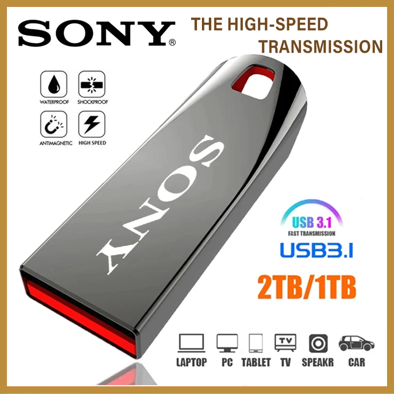 SONY Flash Drives 2 To Usb 3.0 Mini clé USB en métal haute vitesse 1 To 512 Go clé Portable étanche mémoire stockage U disque