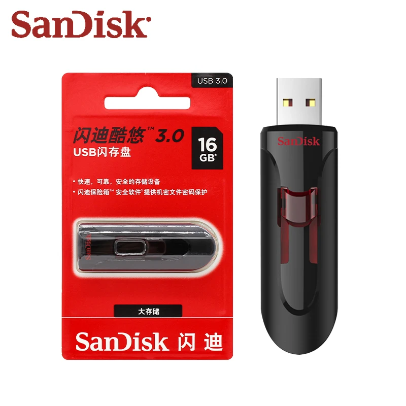 Original SanDisk CZ600 USB 3.0 stylo lecteur haute vitesse 256GB 128GB clé USB 32GB mini usb 3.0 16GB clé mémoire en plastique – Image 5