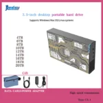 CoolFish-Disque Dur Externe Portable HDD de 3.5 Pouces, Type-C 3.1, 14T16T18T20T, pour Ordinateur de Bureau, Windows/Mac OS