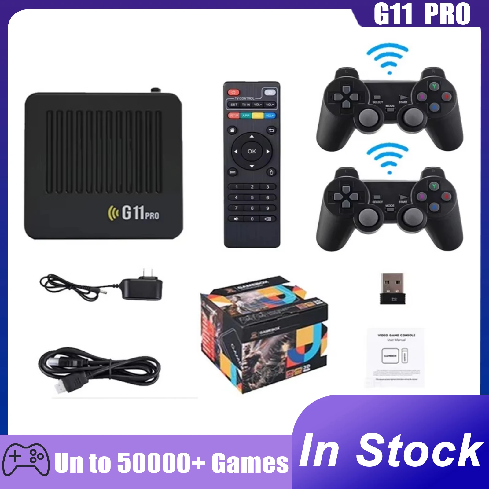 G11 Pro Game Box Vide Game Stick 4K HD TV Console de jeu vidéo 128G intégré 40000 jeux rétro lecteur de jeu Portable avec manette de jeu