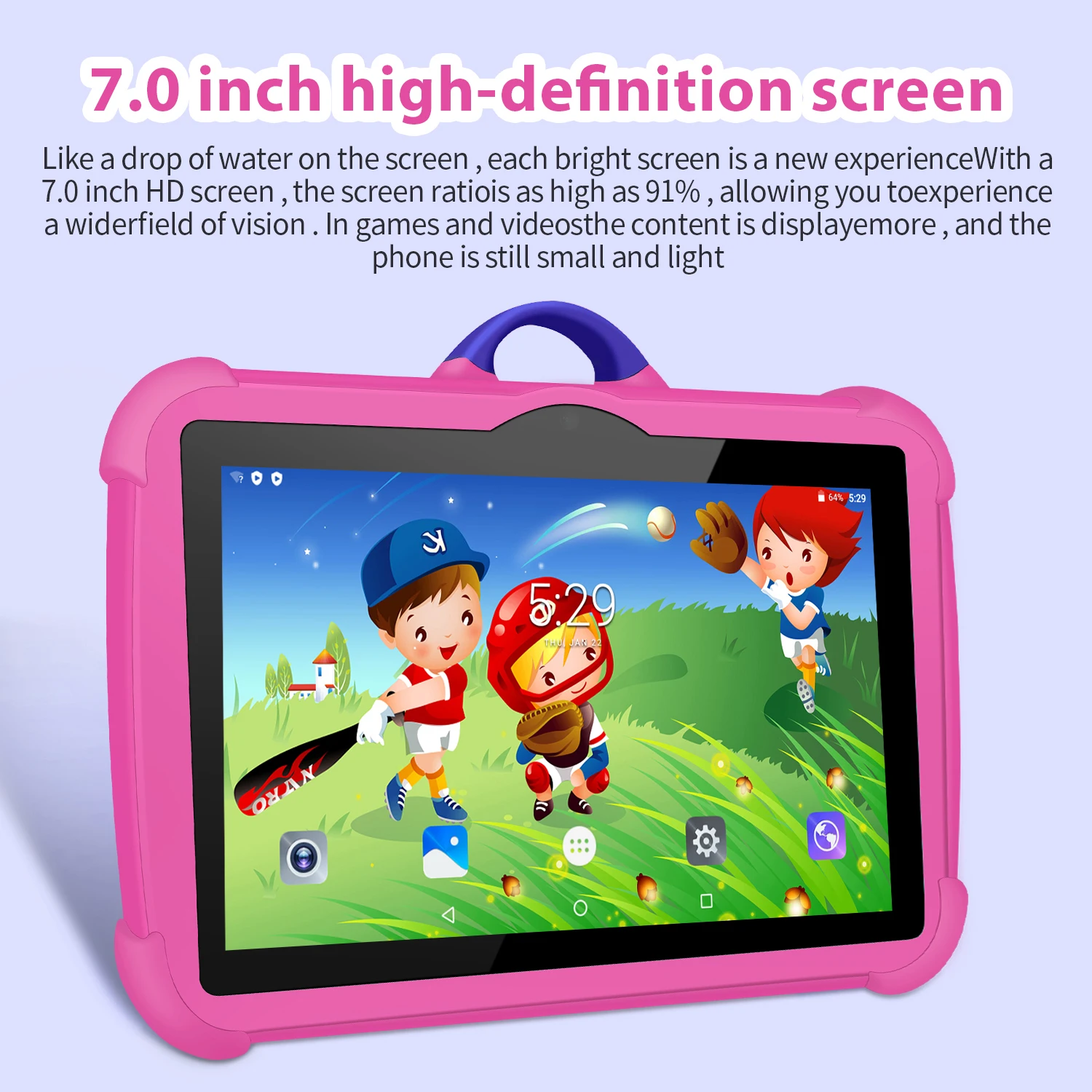 Nouveau modèle de dessin animé enfants tablette 7 pouces Quad Core 4GB RAM 64GB ROM Android apprentissage jeux éducatifs tablettes cadeaux pour enfants – Image 2