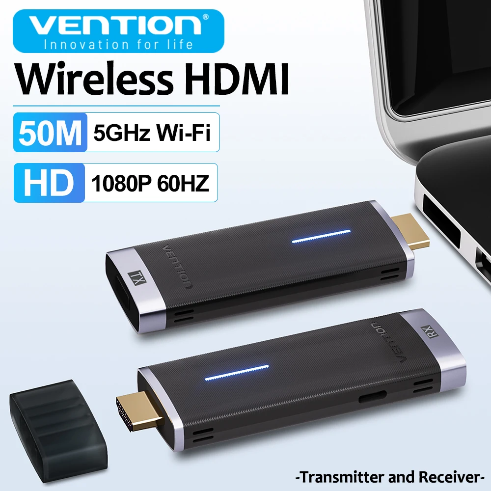 Vention transmetteur HDMI sans fil récepteur TV projecteur 5GHz WiFi 1080P @ 60Hz Dongle d&rsquo;affichage 50CM Distance pour ordinateur portable IOS Android