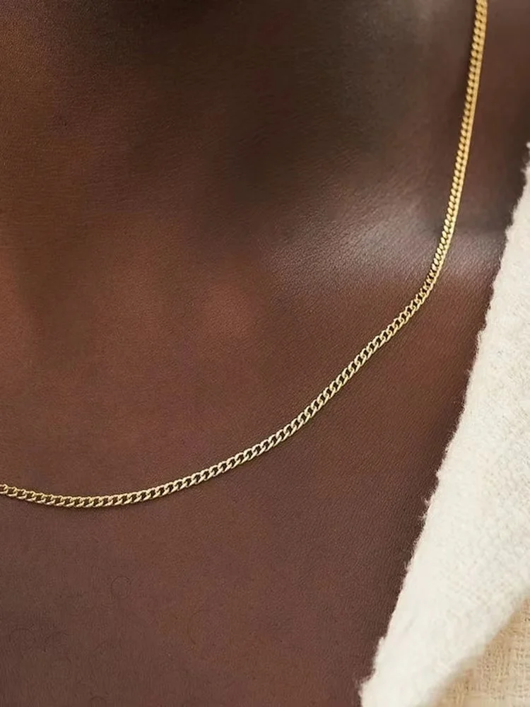 Collier chaîne cubaine pour hommes, 3mm, Simple, en acier inoxydable, à la mode, bijoux en acier titane, accessoires tendance, cadeau – Image 4