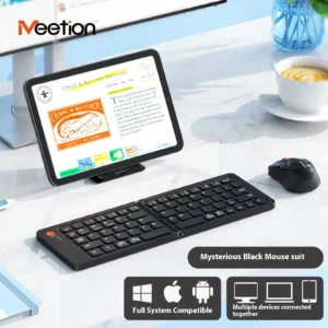 Clavier Bluetooth sans fil pliable, Rechargeable, Portable, pour PC, Mac, Windows, iOS, Mini souris