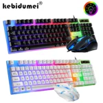 Clavier mécanique rétroéclairé à 104 touches, filaire, pour jeu, étanche, lumineux, ensemble clavier et souris pour Gamer, PC, ordinateur portable, bureau