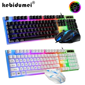 Clavier mécanique rétroéclairé à 104 touches, filaire, pour jeu, étanche, lumineux, ensemble clavier et souris pour Gamer, PC, ordinateur portable, bureau