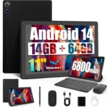 URAO – tablette Android 11 pouces, 14 go de RAM, 64 go de ROM, 6800mAh, écran tactile IPS HD, avec étui de protection pour clavier, stylet de souris, Kit 8 en 1