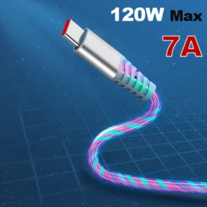MVQF nouveau 120W 7A flux lumineux USB Type C câble pour Huawei P50 Honor charge rapide USB C chargeur câble de données pour Xiaomi Samsung