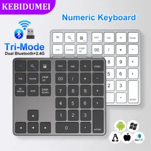 Clavier numérique Bluetooth sans fil pour touristes, 2.4 mesurz, K35, 300mAh, aste, pavé numérique pour IOS, Android, Windows