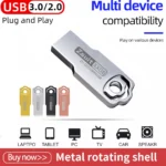 Clé USB en métal 64G/32G/128GB, grande capacité, lecture rapide, clé USB, étanche, clé USB gratuite