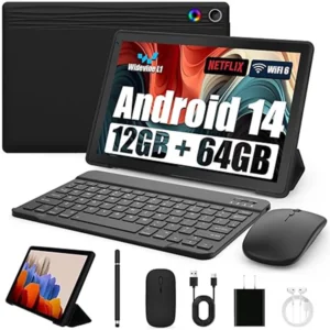 URAO A10L 10 pouces tablette Android 14 12GB RAM 64GB ROM octa-core 5G WiFi avec clavier souris tactile stylo casque étui tablette Kit