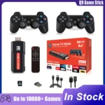 Q9 Game Stick Console de jeux vidéo rétro avec contrôleur sans fil 64G USB 2.0 double système 8K TV bâtons plus de 10000 jeux pour enfants