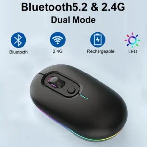 Souris sans fil Bluetooth 5.2 5.0 2.4G, Rechargeable, rvb, charge 1600 DPI, pour MacBook, iPad, tablette, ordinateur portable