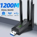 Adaptateur wifi USB double bande 1200Mbps, 2.4GHz, 5GHz, avec 4 antennes, Mini ordinateur, récepteur de carte réseau 600Mbps