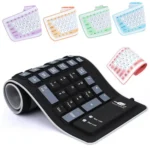 Clavier pliable en silicone, portable, silencieux, flexible, étanche, enroulable, USB, PC, ordinateur portable