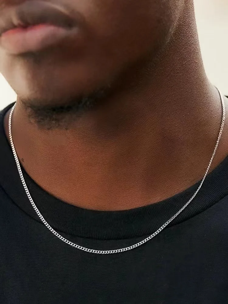 Collier chaîne cubaine pour hommes, 3mm, Simple, en acier inoxydable, à la mode, bijoux en acier titane, accessoires tendance, cadeau – Image 3