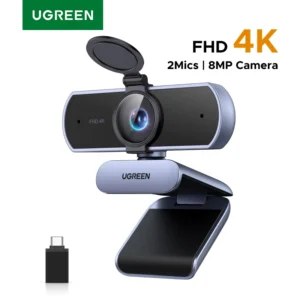 UGREEN 4K FHD Webcam 8MP pour PC, mise au point automatique PDAF, double microphones antibruit AI, caméra Web fonctionne pour Zoom/téléphones/Google Meet