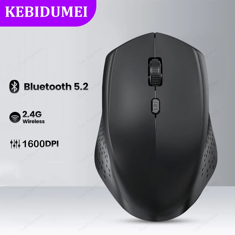 Souris sans fil Bluetooth 5.2, 2.4 ghz, double Mode, silencieuse, Rechargeable, pour jeu, 1600DPI, pour ordinateur portable, Win Mac OS