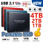 Disque dur externe Portable SSD 4 to haute vitesse USB 3.1 type-c disque dur masse 1 to disque SSD d&rsquo;origine pour ordinateur Portable/PC/MAC