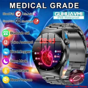 Montre connectée pour hommes, thérapie au Laser, glycémie, fréquence cardiaque, acide uricique, sain, étanche IP68, pour Huawei Xiaomi, nouveauté 2024