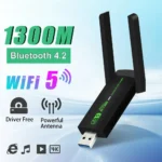 Adaptateur WiFi USB 3.0, carte réseau 1300Mbps, double bande 2.4G/5GHz, Bluetooth 4.2, récepteur et transmetteur sans fil pour ordinateur de bureau et portable