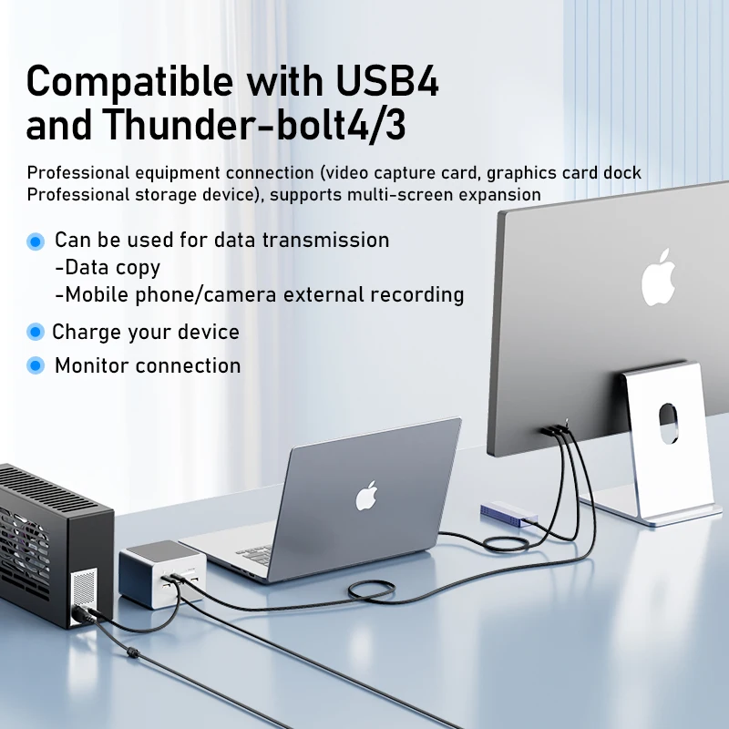 Câble Thunder-bolt 5 120Gbps synchronisation de données 240W charge rapide 16K30Hz câble USB4 Type C Compatible pour MacBook, iPad, station d'accueil, SSD – Image 6