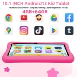 Cadeau coque en silicone type-c 10.1 pouces Android13 enfant tablette Allwinner A523 Octa Core 6000mAh 4GB + 64GB 1280×800 IPS WIFI double caméra