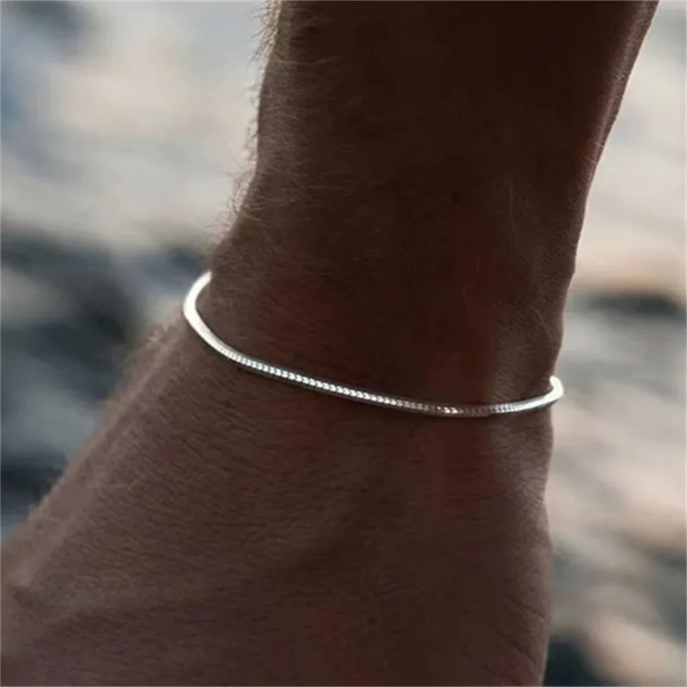 Bracelet carré en acier inoxydable pour hommes et femmes, chaîne en os de serpent, bijoux Hip-Hop, accessoires de fête tendance