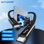 Câble Thunder-bolt 5 120Gbps synchronisation de données 240W charge rapide 16K30Hz câble USB4 Type C Compatible pour MacBook, iPad, station d&rsquo;accueil, SSD
