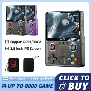 Console de jeu vidéo portable X6, 2000mAh, écran IPS 3.5 ", lecteur vidéo classique, 8000 jeux, 11 émulateurs intégrés pour adultes et enfants