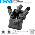 BOYA BY-V3 Microphone Lavalier sans fil pour iPhone série 15/16 Samsung DJI Pocket 3 type-c Smartphones caméras enregistrement vidéo