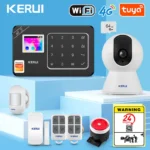 KERUI nouvelle apparence W184 alarme maison 4G/WiFi système d&rsquo;alarme noir Protection de sécurité pour maison Tuya Smart App télécommande