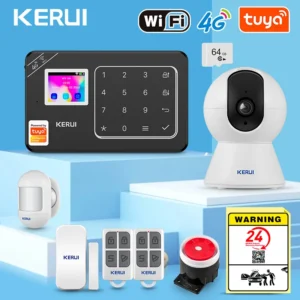 KERUI nouvelle apparence W184 alarme maison 4G/WiFi système d'alarme noir Protection de sécurité pour maison Tuya Smart App télécommande