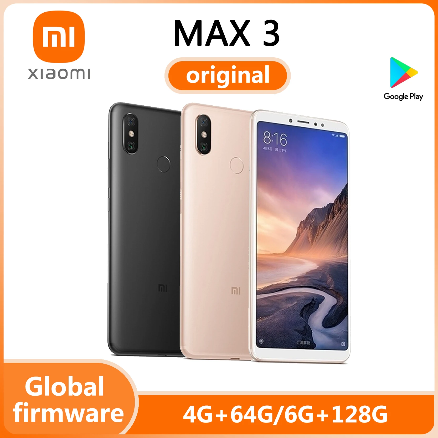 Xiaomi Mi Max 3 Snapdragon 636 Smartphone 6.9 pouces grand écran 5500mAh batterie 12MP Bluetooth 5.0 téléphone d&rsquo;occasion Android